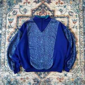 Vintage Foot Locker Floral 1/4 Zip-up Sweatshirt Medium